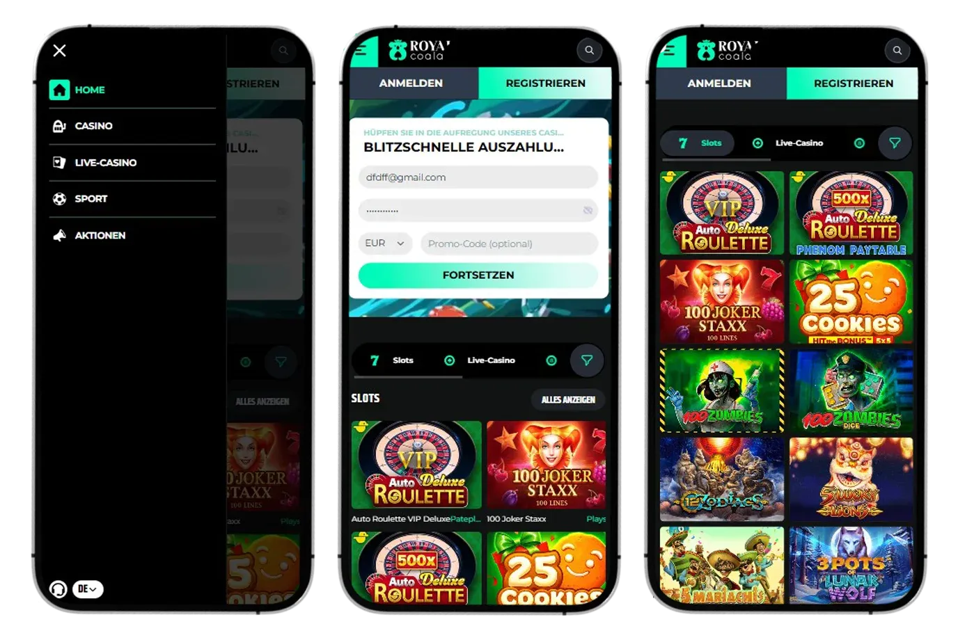 RoyalCoala Casino App-schermafbeelding